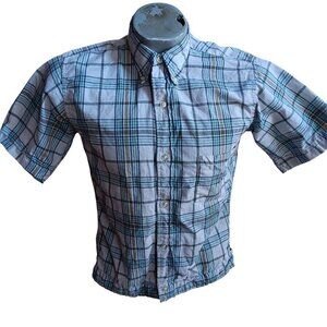 Vintage 1960's Sanforized Plaid Shirt Mens Small Washington Dee Cee Plaid Indy